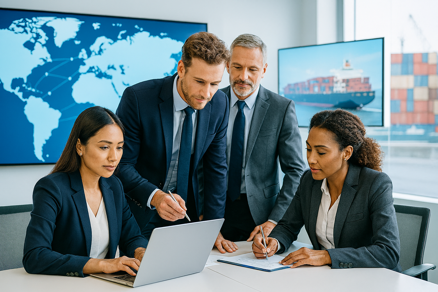 team working ocean freight